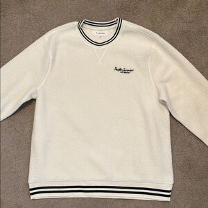 PacSun White Crewneck Fleecy Sweatshirt with Sporty Stripes